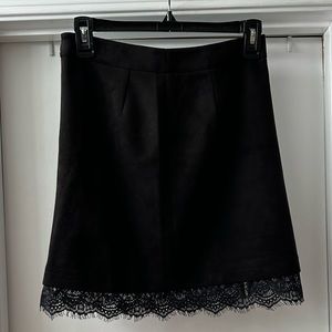 Velvet Black Lace Bottom Miniskirt, BB Dakota by Steve Madden, Size 2